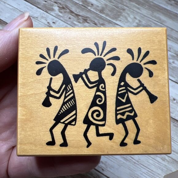 Lot 4 PSX Design 1995-1999 Wood Mounted Rubber Stamp - Tribal Native Vintage - Picture 7 of 8